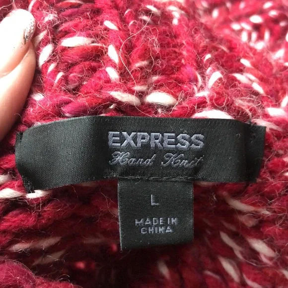 Vintage Y2K EXPRESS Hand Knit Wool & Alpaca Snowflake Sweater - Picture 6 of 7